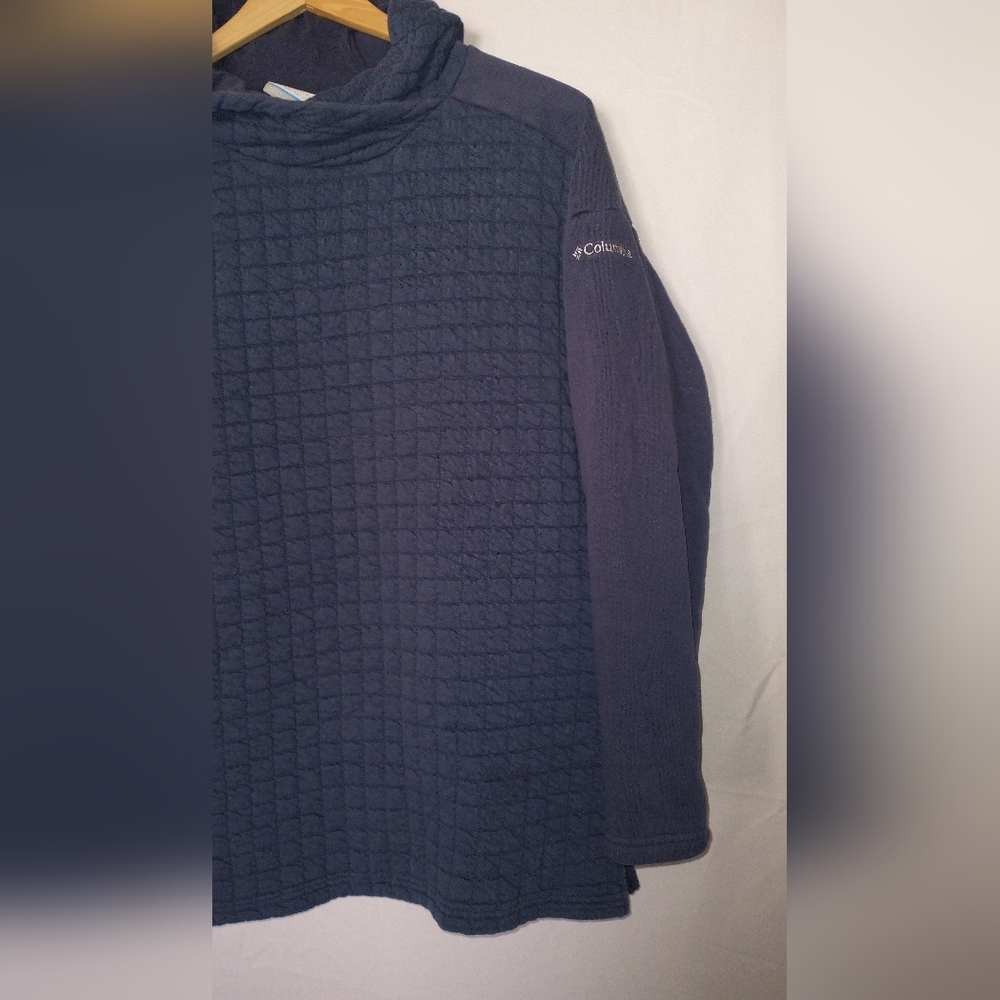 Columbia Deep Blue Quilted Textured Hoodie Sweatshirt Long Sleeve Small - Picture 3 of 6